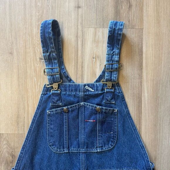 Carhartt Denim Carpenter Dark Blue Jean Overalls Size 34 Workwear Utility Trades - Picture 2 of 11